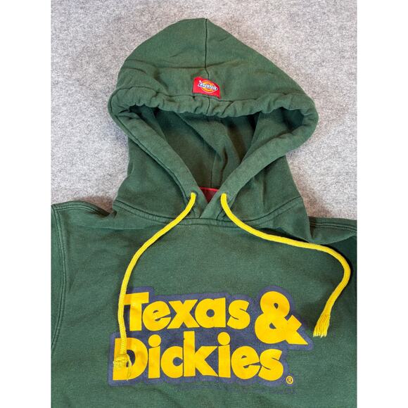Vintage Y2K Dickies Texas Print Pullover Hoodie Mens Small Green Cozy Sweatshirt - Picture 5 of 9